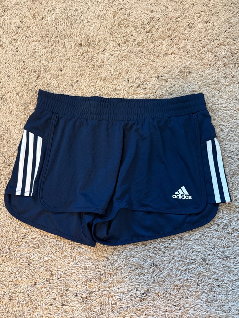 adidas Navy Athletic Shorts with White 3-Stripes women’s